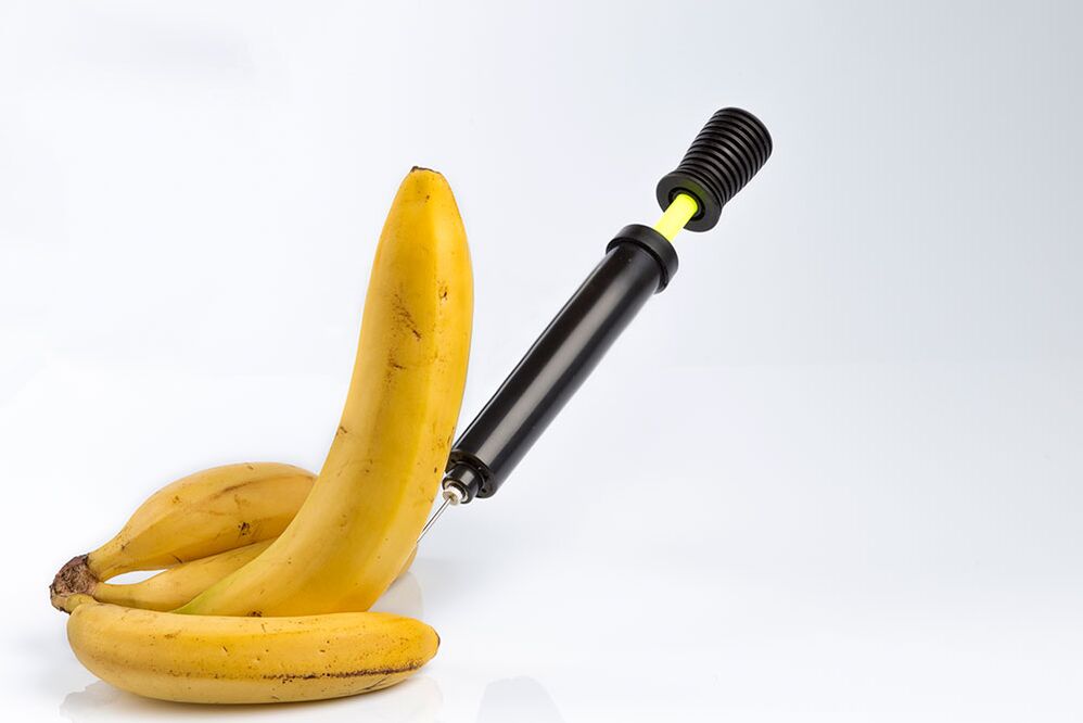 The banana injection simulates a penis enlargement injection
