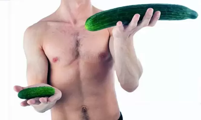 small and large penis size, as an example with cucumber